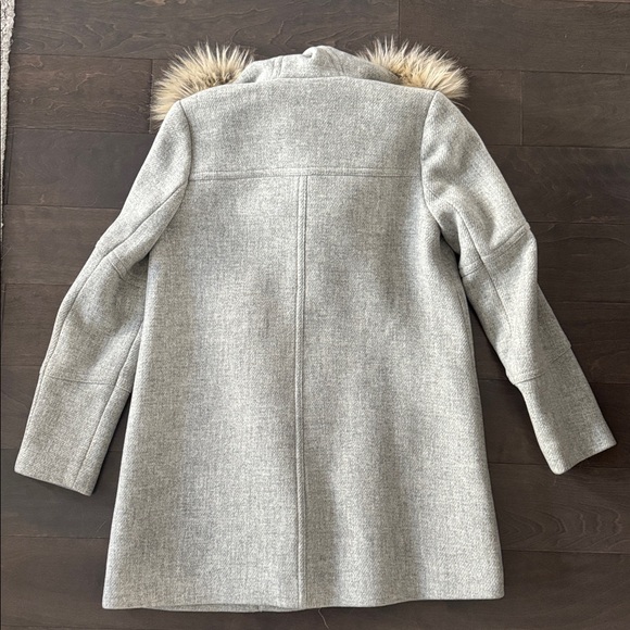J. Crew Wool Fur Trim Pea Coat 2 Pristine Condition Stadium Cloth Nello Gori - Picture 9 of 10